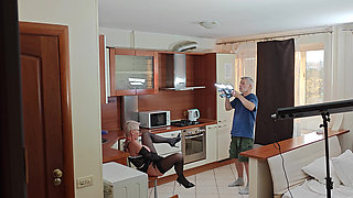 Kinky Husband Films His Mature Hot Wife in the Kitchen to Have a Private Erotic Recording