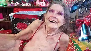 Christmas Facial with Sexy Sandra - Hardcore GILF Granny Fuck