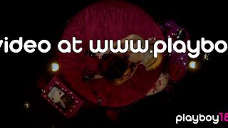 Passionate lesbian teenage massaging her GF