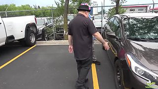 Lala Ivey Blows Sugar Daddy in Lemon Car Backseat - Interracial Titty Fucking & Cumshot