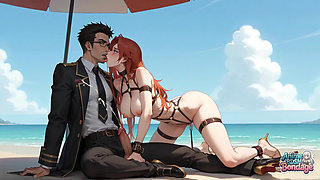 Swept Away by the Tide and Lovin’ Milk Bondage on the Beach - XXX!