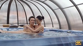 Old4k. svelte lady facialized after passionate porn with her old paramour