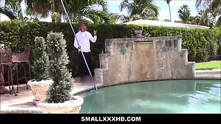 Hot teenage petite italian teen fucked to ejaculation by pool dude
