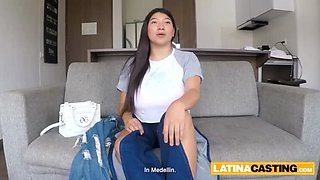 Big Natural Tits Latina Gets Rough Face Fuck and Deep Throat by Huge White Cock