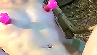 Nipple-clamped Vibed Machine-fucked