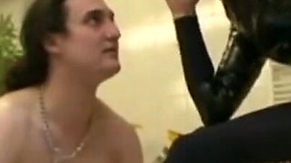 Dominating foot fetish in the bathroom