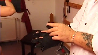 Mature BBW Locked in Stocks for Deep Fingering