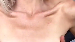 Skinny Petite Fit Blonde Stripping Striptease on Bed Sexy Stretching Tease