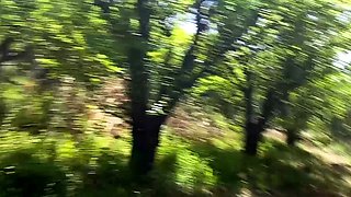 Naughty redhead Madelyn gives blowjob outdoors on POV