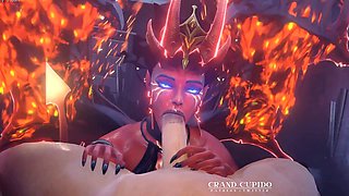 Erotic succubus princess delights in giving oral pleasure in Dota 2 themed animation