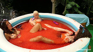 Foot Fetish, Lesbian Footing, Jello and Sploshing