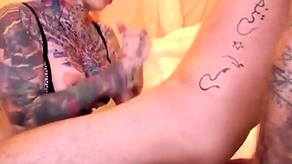 Tattooed Amateur Gives Blowjob on Webcam