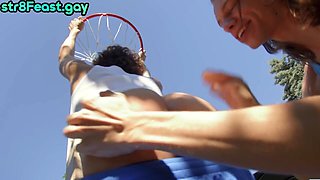 Str8 curly hairy stud rimmed and barebacked by long hair gay
