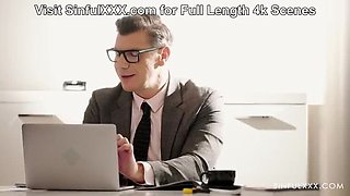 Denis Marti & Karina King Romantic Sex - Big Tit Milf No Panties at Work Blowjob & Doggystyle