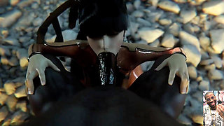 Eve Deepthroating BBC, Chun-li Deepthroating a Hard Cock While Mai Sucks on His Balls