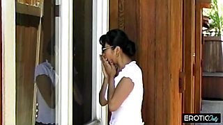 Cleaning lady watches him fuck his stepmom