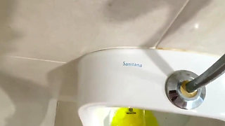 Dared to Piss Fully Naked in Public Toilets Urinal