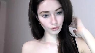 Beautiful teen brunette Jessica Sinn masturbates