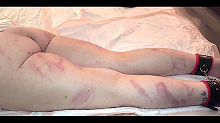 My Beautiful Size 13 Womens Feet and Long Legs Being Flogged and Whipped with a Belt and Crop While Tied Together with Manacles