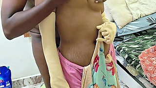 Innocent New Maid Fucked by Husband While Wife Cooking in Kitchen