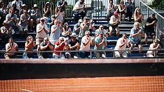 WITHOUT BRA BARE TENNIS MATCH - (Bare in Public AI Relaxation)