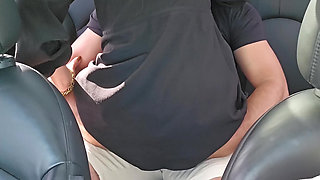 Sex in a Car with a Motorcycle Courier in the Middle of Avenida Central - Cuckold Driving