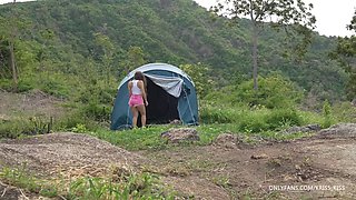 Step Sister Teaches Step Brother How To Fuck , Sex In A Tent