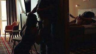 Hot Brunette Wife Cheats On Husband With Boss In Hotel Room - Amateur Blowjob & Doggy Style Fuck