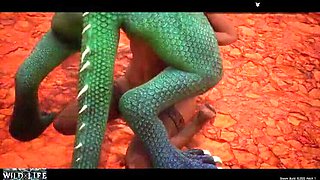 A girl gets ravished by a double-cocked lizard in the wild - Explicit Encounter