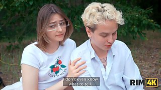 Rim4k. exchange wives, mutual rimming and anal bang in the woods