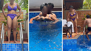 Desi Couple Risky Andawater Pool Sex - Underwater Milk Press Boobs, Doggy Fuck & Cum in Mouth