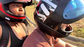 Naughty married lady meets gym mate, tears up in woods.