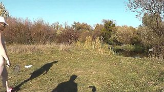 Amateur MILF Platinum Naked Outdoor Sex - Big Tits Blonde Mom Strips & Fucks in Public