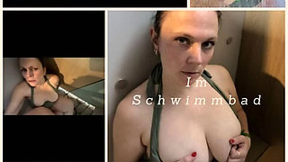 German MILF Saskialove87 Quick Pool Blowjob and Doggy Fuck in Locker Room