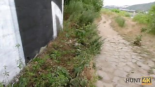 HUNT4K. Slutty girl cheats on boyfriend outdoors in...