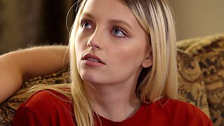 Blonde blowjob adoring skank facialized after hardcore fun