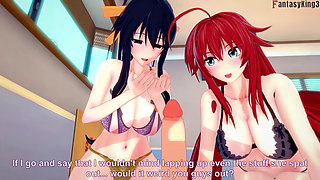 Akeno and Rias Surprise Me Whit a Double Blowjob - Dxd Ntr Madness Series