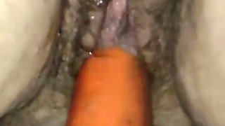 I Put My Girlfriend A Carrot In Her Wet Horny Cunt