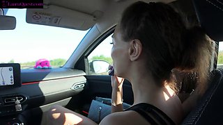 Laura Quests Public Nudity Fuck in Car