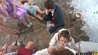 Hot bride Jane White gets fucked on her wedding day in a steamy scene.