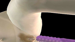 Animated 3D Porn - Beautiful Girl Strap on Fucks Asian Man Then Double Dildo Doggy