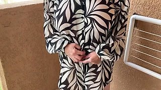 Amateur Mature Voyeur: Balcony Foot Fetish with Big Natural Tits