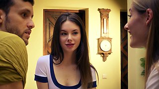 Blonde and brunette lesbian girls licking and toying