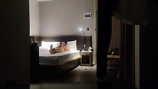 Cute amateur asian web cam girl playing with her toy