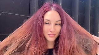 Smoking Outdoor Along Hair Fetish and Boobs Flash