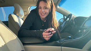 Amateur Brunette MILF Nadia Foxx Public JOI & Car Fuck Solo 4K