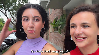 Slutty Neighbors Ask for Cum on Their Cute Faces for Public Cumwalk