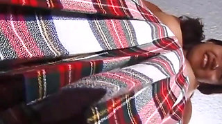 Sexy Asian babe pussy fucking dildo playing in a college uniform