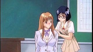 Horny students touch hot sexy teacher with big tits tit