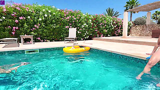 Three Perpetually Wet Pussies by the Hotel Pool! Waterboarding with a Twist! Full Movie